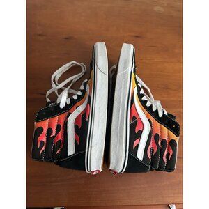 VANS Sk8-Hi Flame Black Canvas Hi-Top Lace  Skateboarding Men 8 and Women's 9.5